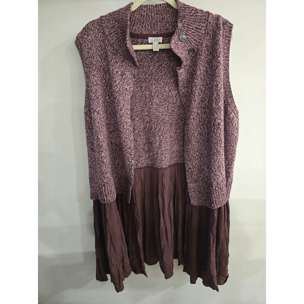 LOGO Lori Goldstein Sweater Vest Knit Purple Size 1X
